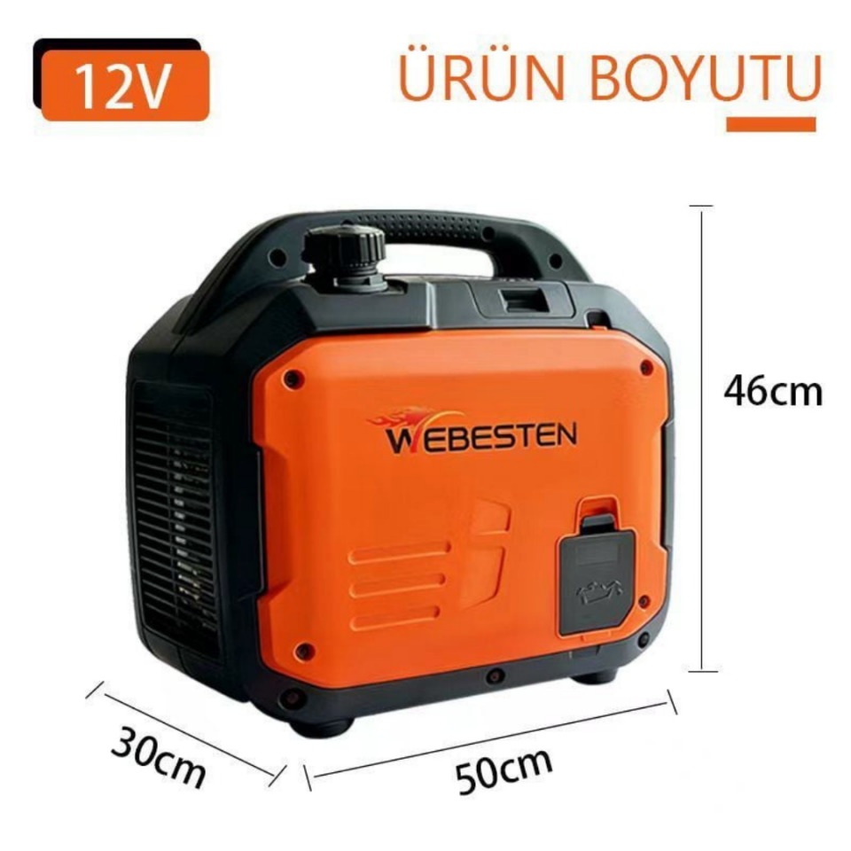 Webesten Sessiz 12V Benzinli Jeneratör 1200W 85A